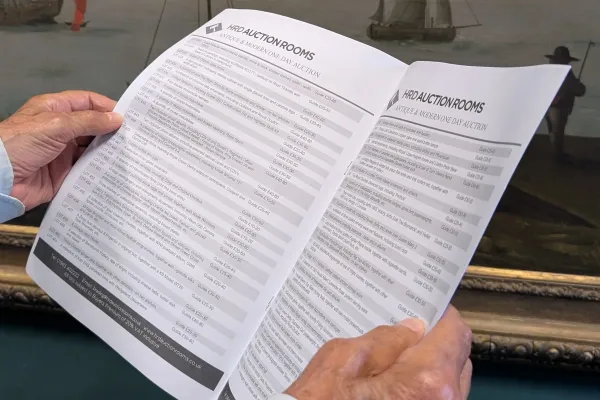 A photograph of our auction catalogue.